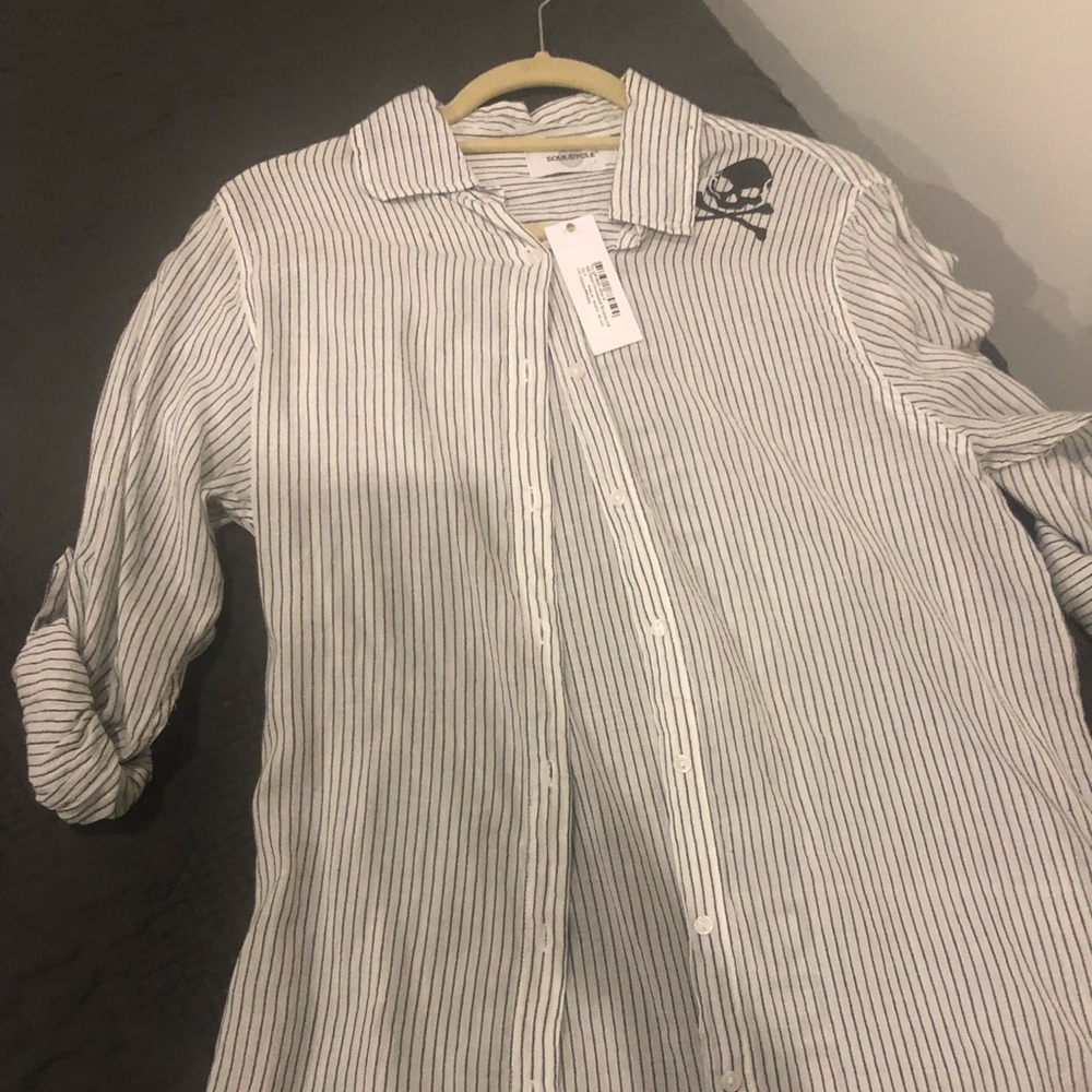 NWT SoulCycle All the Days LS Button Down Size S